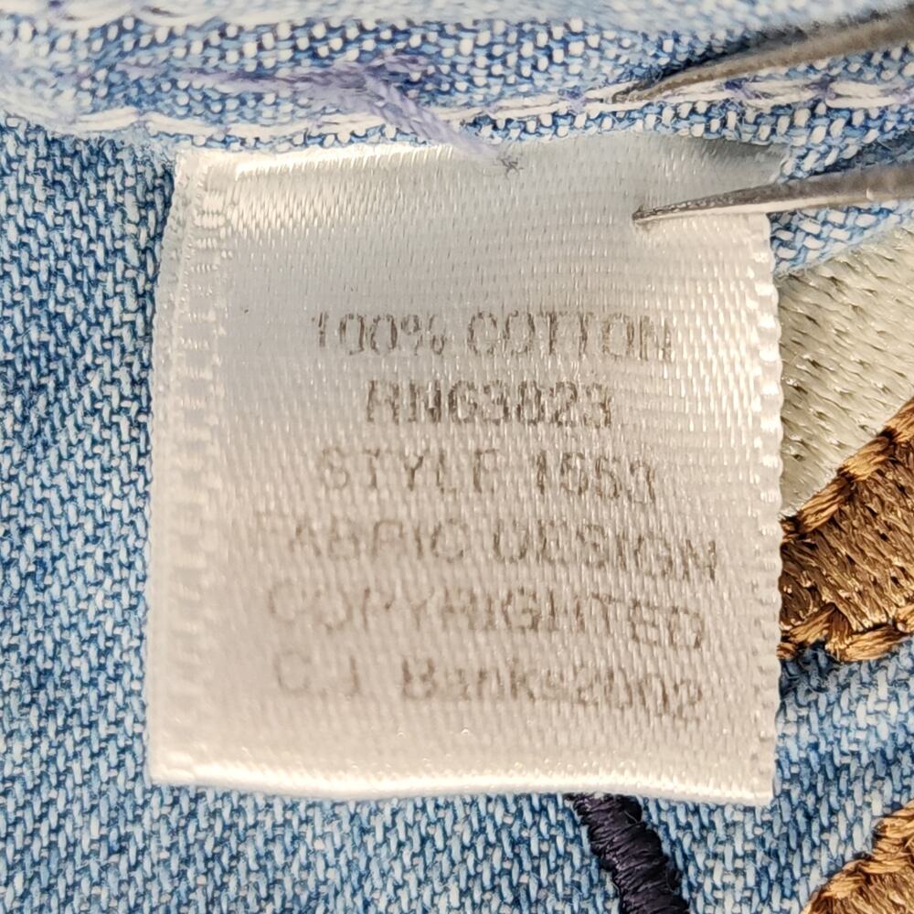 Vintage Y2K CJ Banks Top Womens‎ 3X Blue Denim Embroidered Button Up Bears USA - Picture 8 of 12